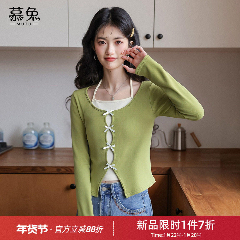 慕兔韩系拼接假两件长袖t恤女2026春季新款别致漂亮宽松显瘦上衣,女装/女士精品,T恤,淘宝优惠券,粉丝福利购,淘宝优惠卷