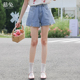 慕兔复古开叉牛仔短裤 高腰显瘦小个子阔腿a字热裤 女夏季 2025新款