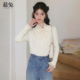 t恤女春2026新款 慕兔法式 气质蝴蝶结长袖 设计感小众拼接花边上衣