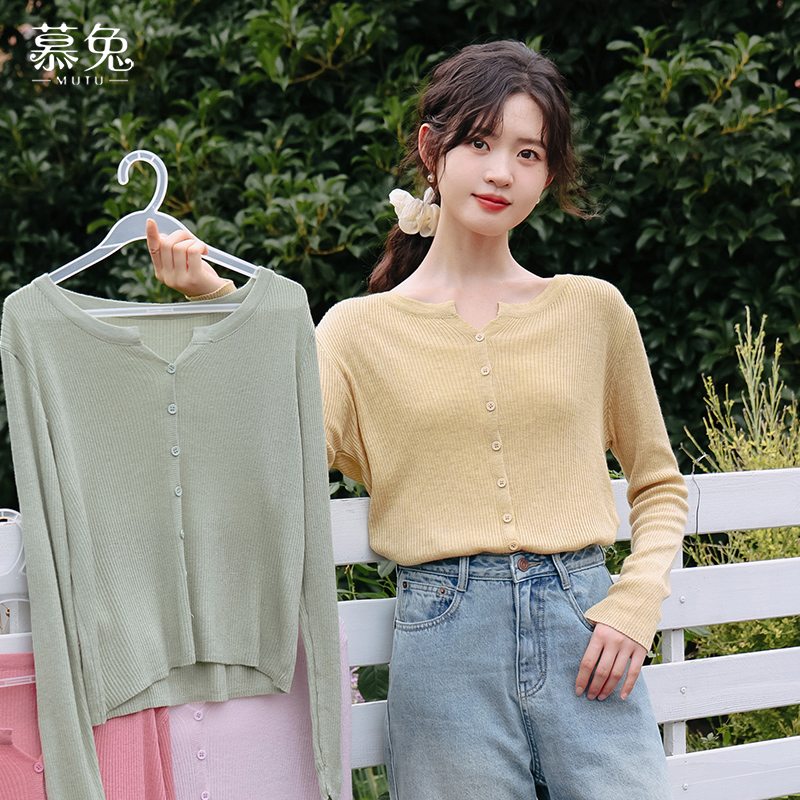 慕兔小个子薄款针织开衫