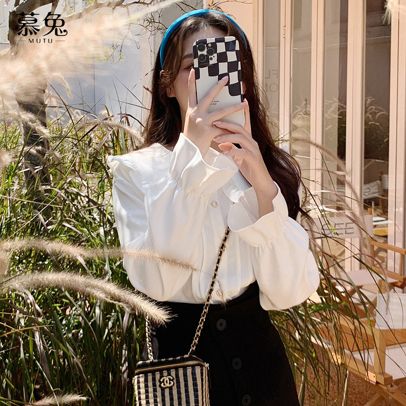 慕兔甜美风秋季新款泡泡袖上衣