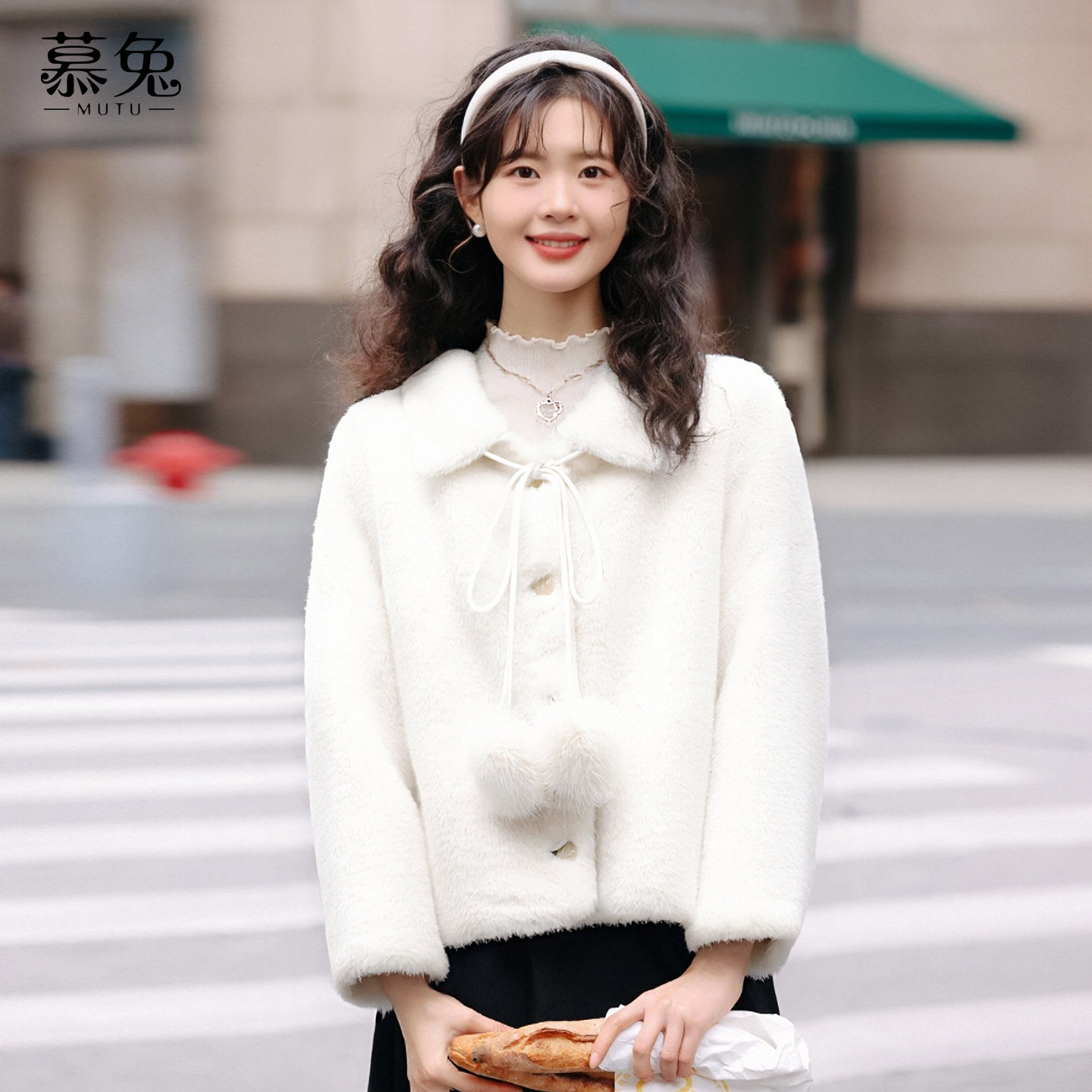 慕兔仿水貂毛加厚保暖外套