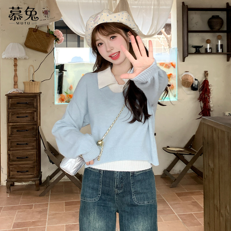 慕兔韩系学院风毛衣背心套装