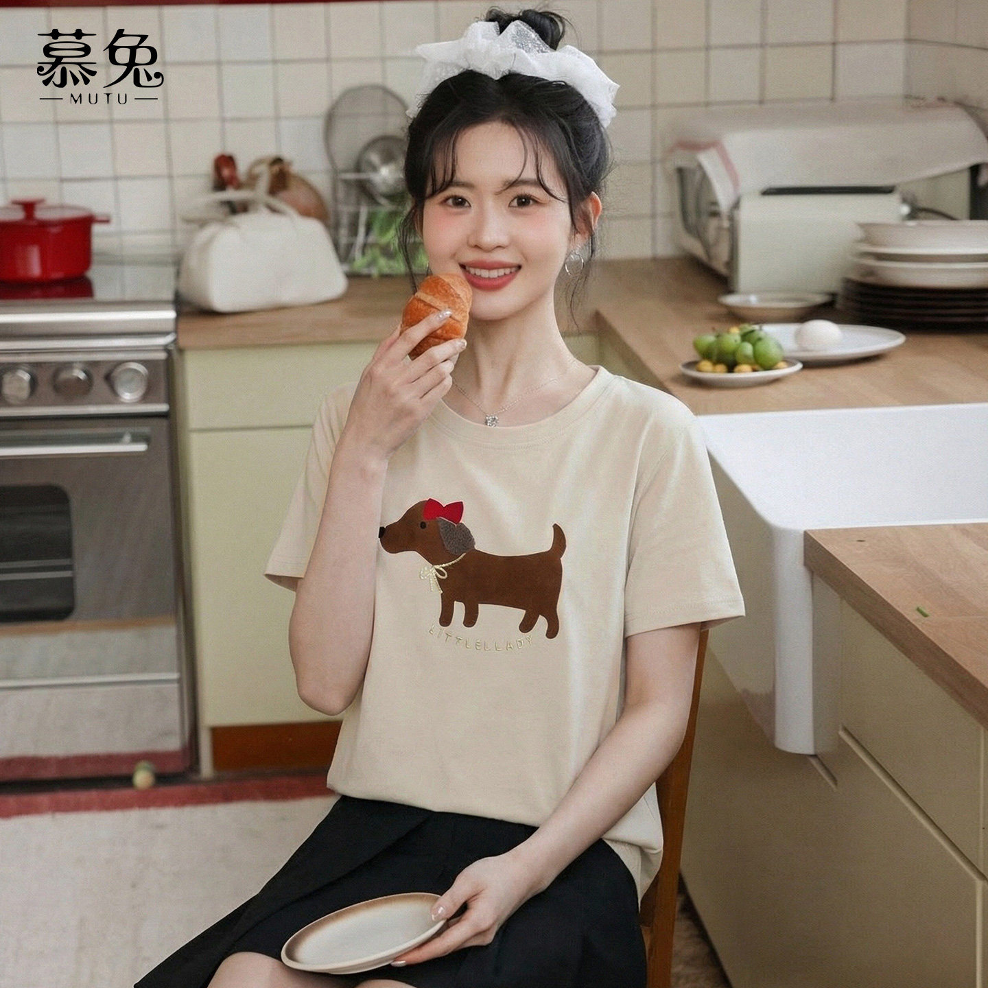 慕兔甜美卡通印花短袖t恤女2026春季新款设计感小众宽松显瘦上衣,女装/女士精品,T恤,淘宝优惠券,粉丝福利购,淘宝优惠卷