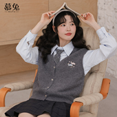 两件套装 慕兔学院风减龄套装 马甲背心叠穿长袖 衬衫 女2026春季 新款