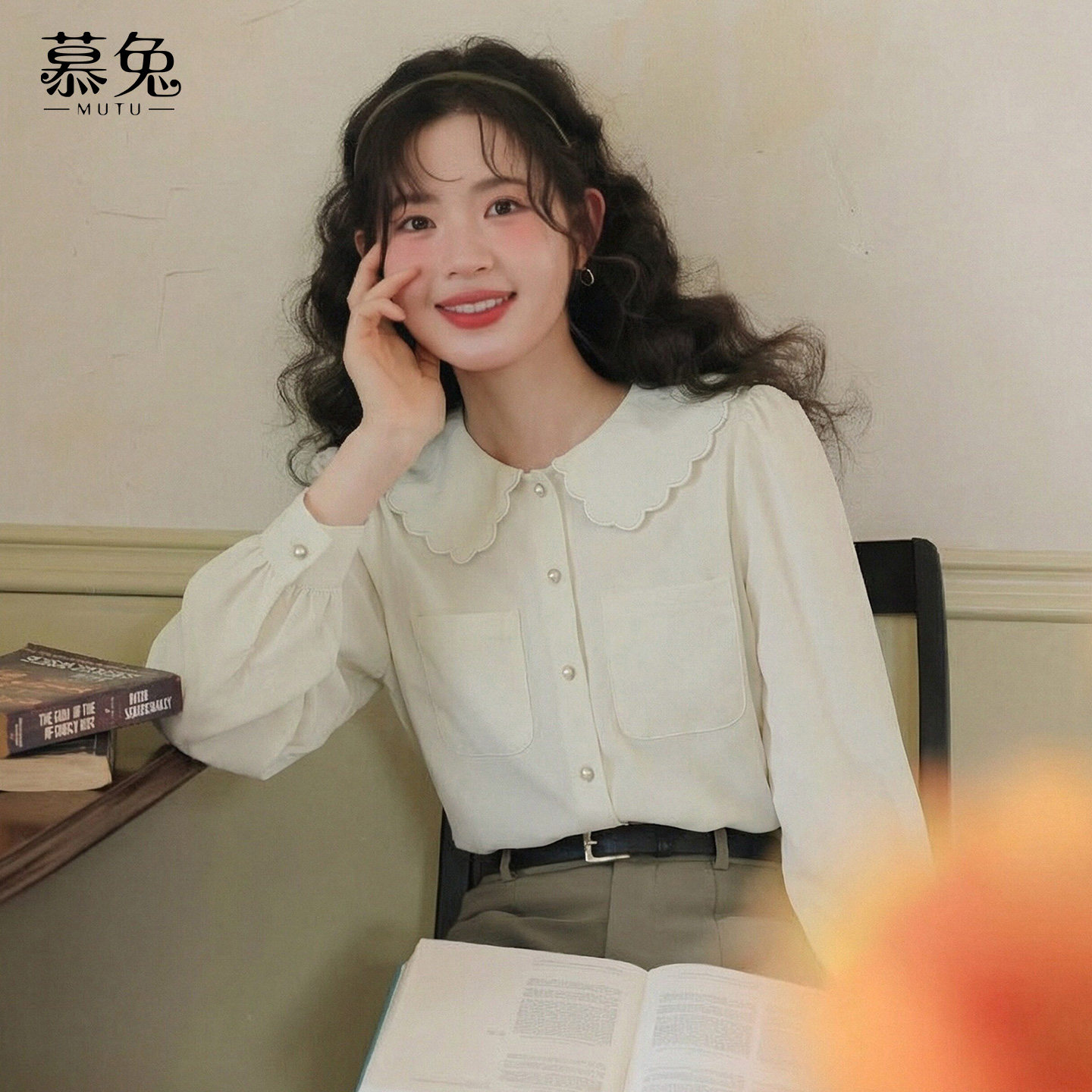 慕兔法式甜美娃娃领长袖衬衫女2026春季新款温柔风设计感小众上衣,女装/女士精品,衬衫,淘宝优惠券,粉丝福利购,淘宝优惠卷