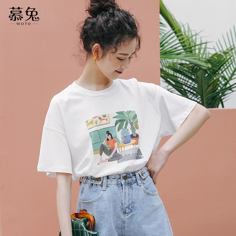 学生超火cec白色纯棉短袖女夏t恤券后49.90元