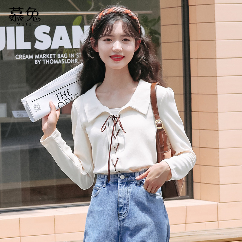 慕兔韩版收腰长袖衬衫女2026春季新款别致设计感小众抽绳辣妹上衣,女装/女士精品,衬衫,淘宝优惠券,粉丝福利购,淘宝优惠卷