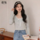 新款 慕兔法式 圆领蝴蝶结t恤女2026春季 温柔风正肩收腰显瘦短上衣