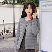 慕兔韩系圆领轻薄排骨棉衣棉服女2025冬季 新款 设计感小众休闲上衣