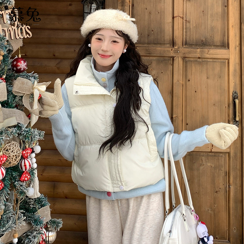 慕兔韩系立领棉服马甲