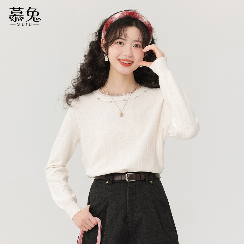 慕兔重工钉珠针织衫毛衣