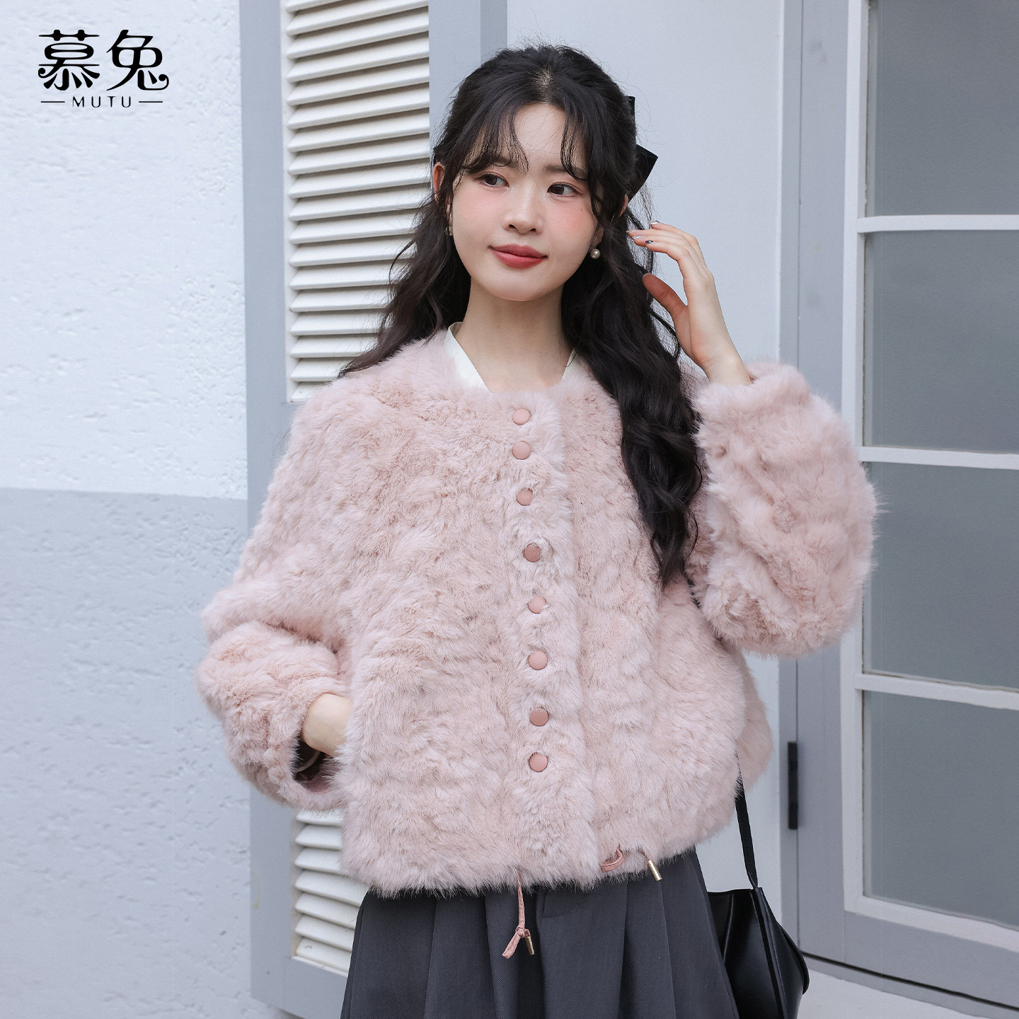 慕兔法式小香风毛绒外套