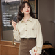 宽松慵懒风气质休闲长袖 慕兔复古港味灯芯绒衬衫 女2026春新款 上衣