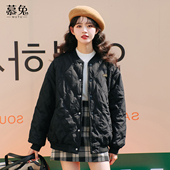 慕兔小个子加厚夹棉棒球服外套女冬2025年新款 设计感小众棉衣夹克