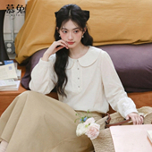 甜美娃娃领长袖 衬衫 女2026春季 慕兔法式 新款 小个子设计感小众上衣