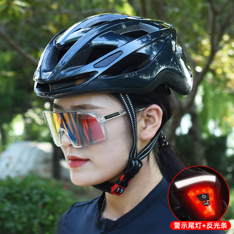 自行车骑行头盔尾灯山地车破风头盔一体成型安全盔公路车单车装备