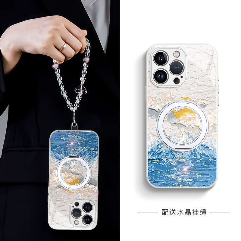 雪山适用于苹果手机壳磁吸支架