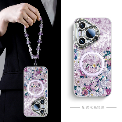 油画繁花适用于华为手机壳支架