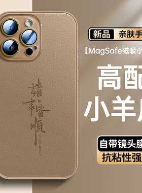 适用苹果16promax手机壳iphone15pro新款小羊皮16pro磁吸15镜头全包max外壳por高级感12小众14独特13套ip男女