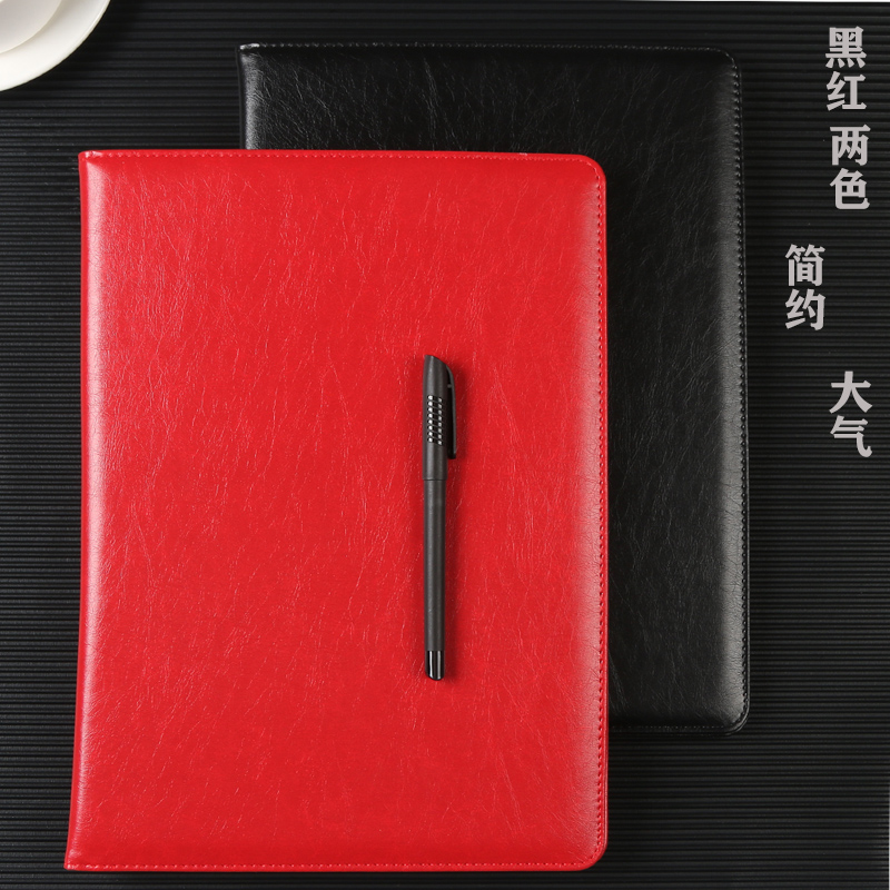 毅力达皮质签约本夹经理合同合约文件夹皮面a4商务双夹文件夹黑红两色适用于会议签约男士女士款
