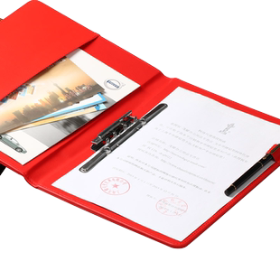 皮质呈阅文件夹板夹a4合同签约仪式本签约本签字夹子写字板夹板红色资料高档商务黑朗诵报告皮面办公定制logo