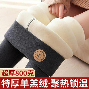 北方特厚800克羊羔绒打底裤女冬加绒加厚外穿大码高腰超厚保暖裤