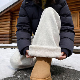 羊羔绒运动裤子女款2025新款秋冬加厚棉裤小个子直筒阔腿加绒卫裤