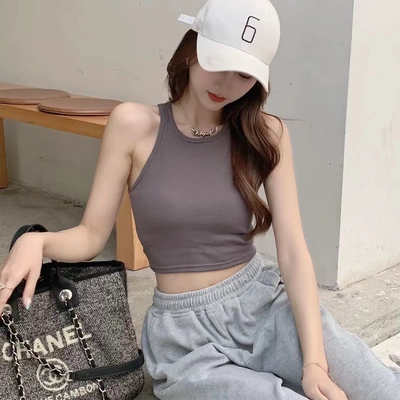 工字背心带胸垫可外穿辣妹吊带抹胸一体式固定杯打底裹胸美背女士