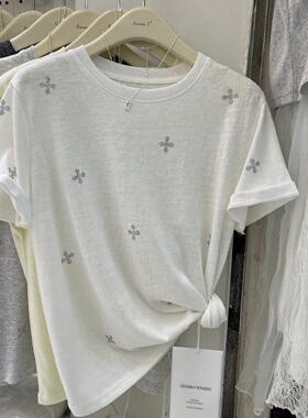 韩版重工烫钻短袖T恤女2026夏季新款薄款圆领百搭显瘦高级感上衣