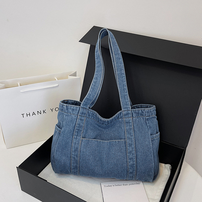时尚牛仔布托特包通勤单肩大包包