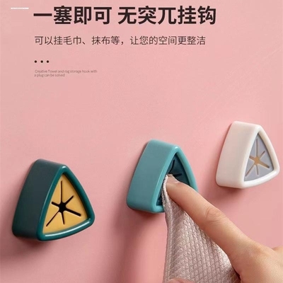 日式创意毛巾架免打孔收纳挂钩厨房抹布塞挂架擦手巾洗碗巾置物架