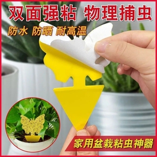 粘虫板家用蝴蝶小黄板双面沾虫板花型强力诱虫板黏虫黑飞花卉支架