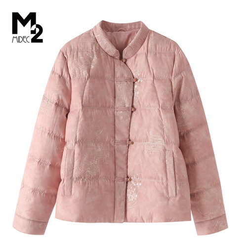 M2冬中年妈妈大码白鸭绒羽绒服