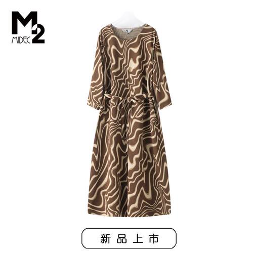 M2女装春秋中袖连衣裙