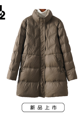 M2女装2025冬新款宽松大码中老年妈妈加厚红色黑色中长款羽绒服