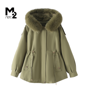 中年妈妈可脱卸兔毛内胆狐狸毛领派克服 宽松大码 女装 2025冬新款
