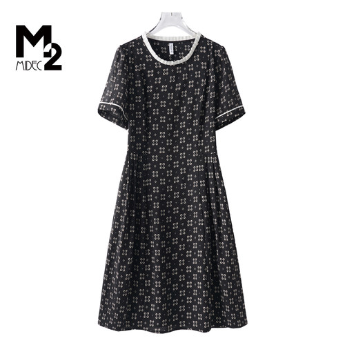 M2女装妈妈夏季雪纺连衣裙
