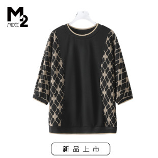 中年微胖妈妈显瘦减龄圆领中袖 宽松大码 T恤 春秋新款 M2女装