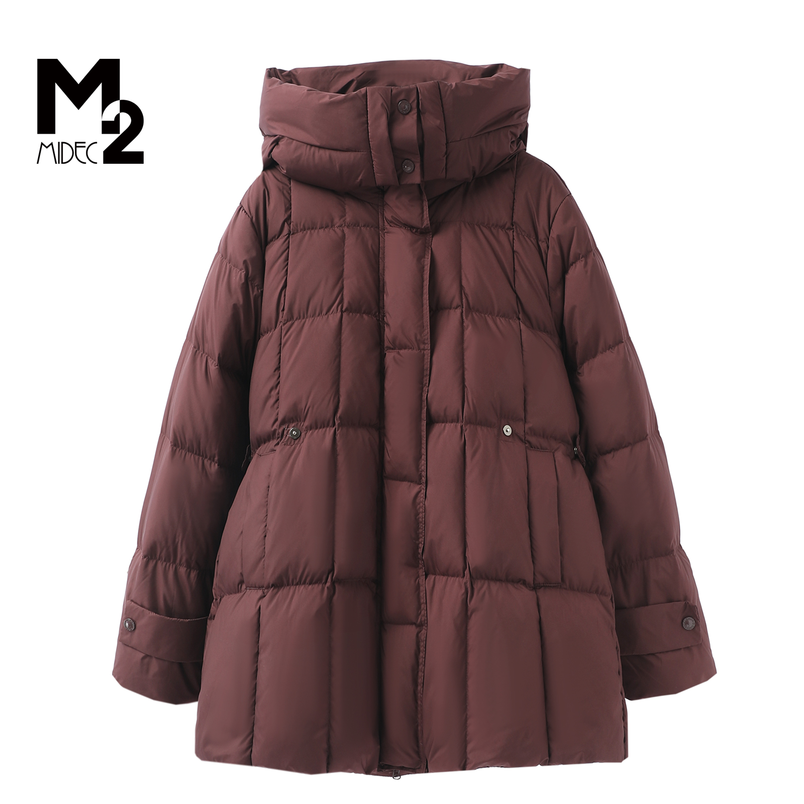 M2女装中老年妈妈春秋连帽羽绒服