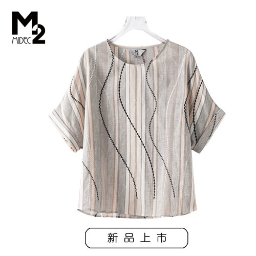 M2女装春夏圆领休闲T恤