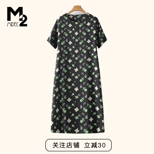 M2新款雪纺衫短袖连衣裙