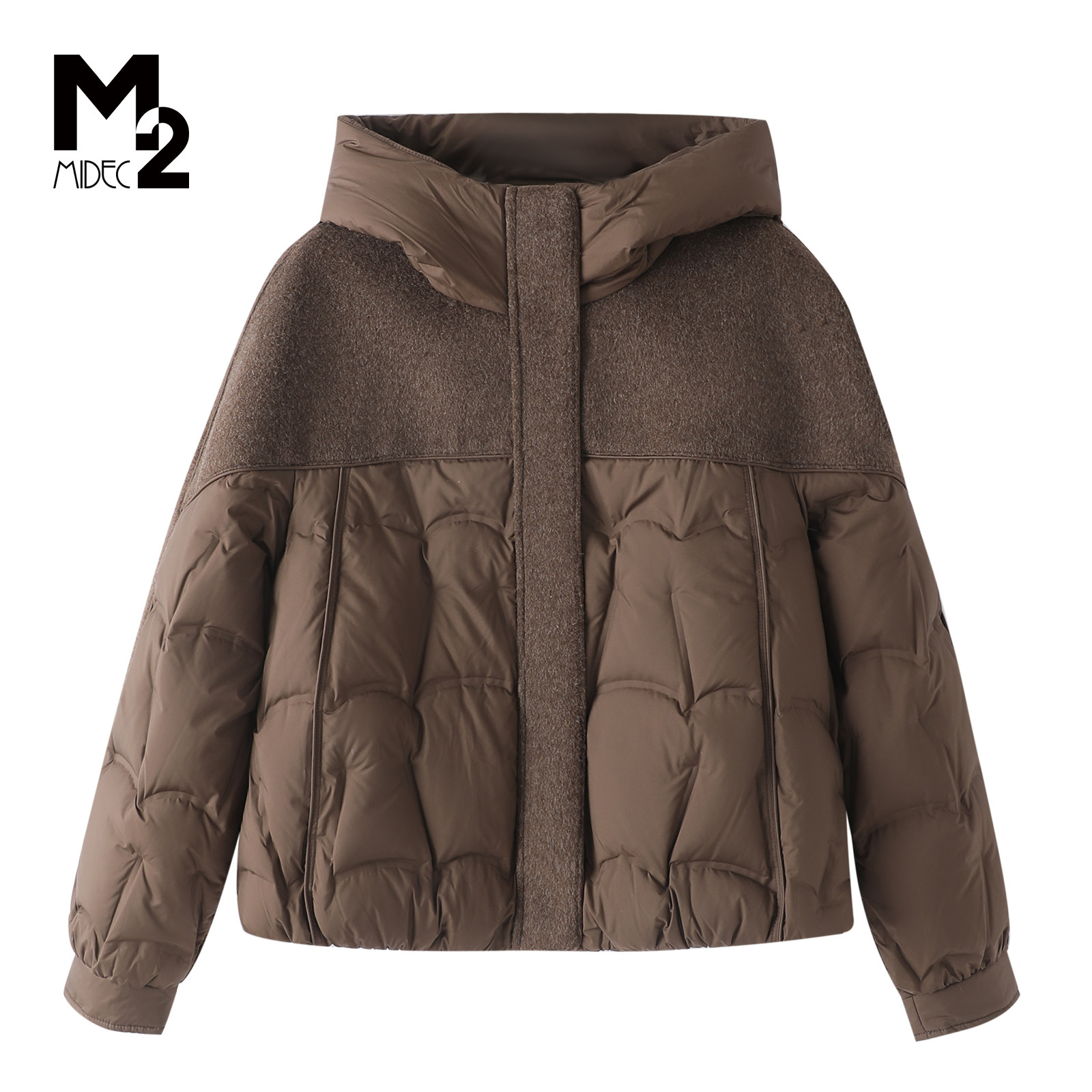 M2女装26冬宽松大码白鸭绒连帽羽绒服短款宽松百搭白鸭绒外套