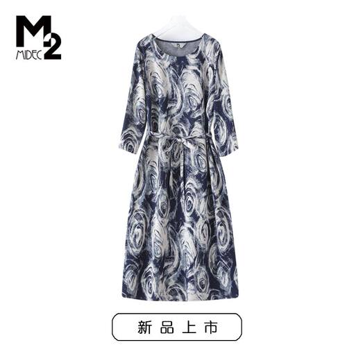 M2女装春秋针织提花连衣裙