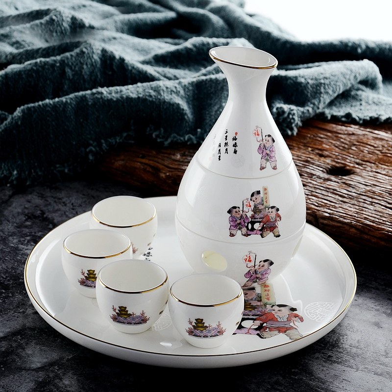 温酒器复古酒具日式酒杯骨瓷烫酒壶陶瓷家用煮酒器白酒清酒黄酒