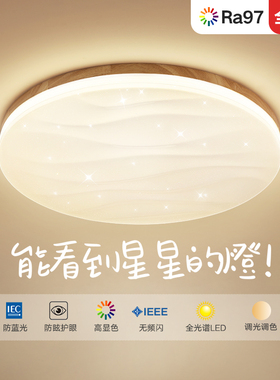 北欧吸顶灯卧室灯客厅书房儿童房实木简约日式led天猫精灵护眼灯