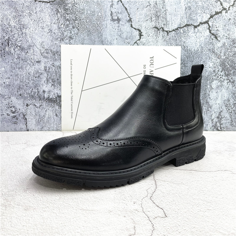 撤柜断码新款真皮切尔西靴皮靴皮