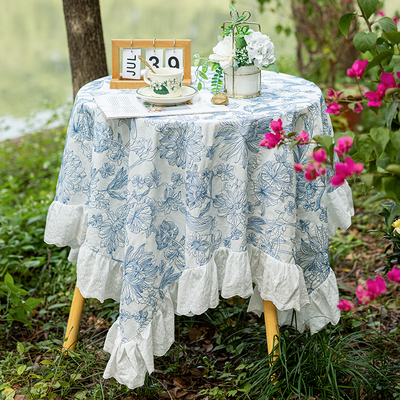 2025新款法式复古蕾丝桌布长方形小圆桌轻奢高级感餐桌茶几台布