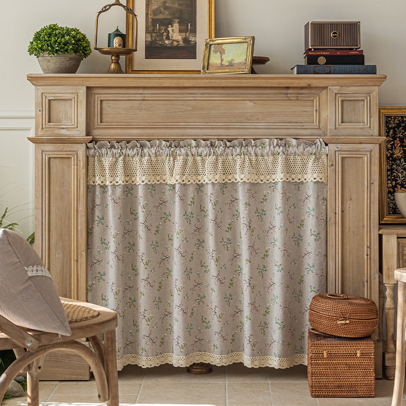 仿麻美式北欧免打孔半帘门帘防尘帘装饰帘遮挡帘柜子遮丑帘短帘