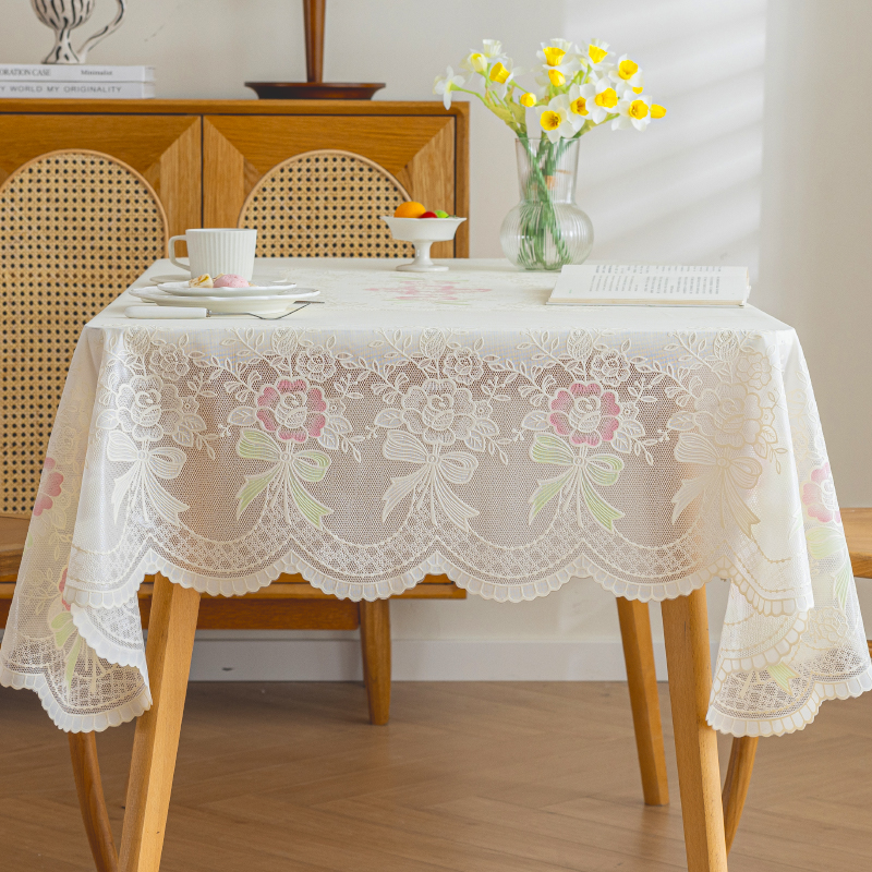 桌布田园pvc餐桌布防水防油免洗桌垫蕾丝长方形塑料茶几桌布台布